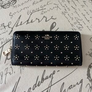 Coach Black Wallet with Silver Studs
